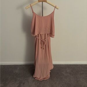 Pink High Low Sundress with Spaghetti Straps
